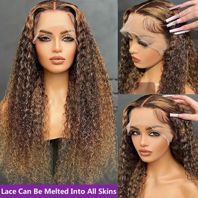 Lace Wigs 13x4 HD Transparent Water Wave Frontal Wigs Highlight Honey Blonde Water Wave Lace Wig