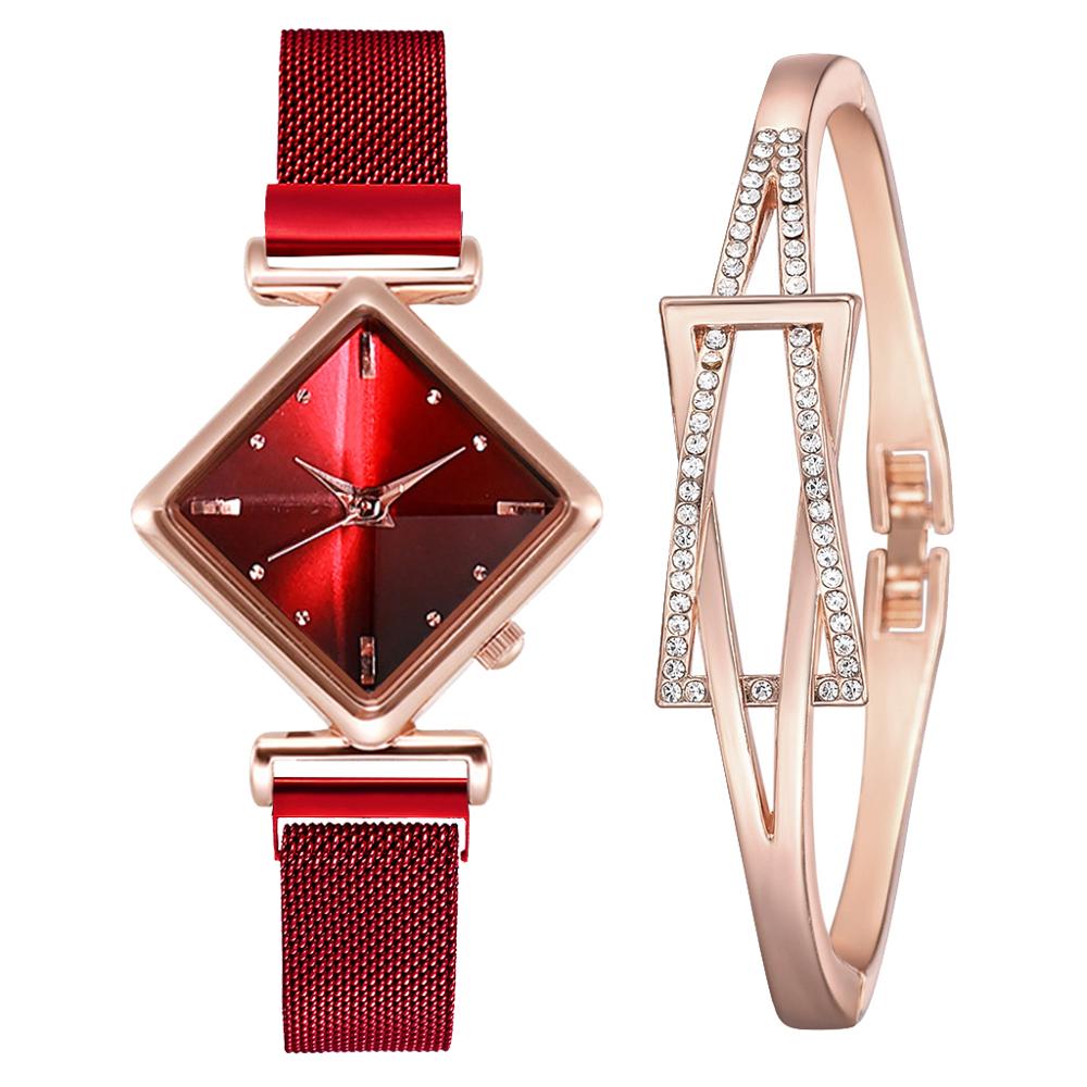 Women Square Watch Luxury Ladies Quartz Magnet Buckle Gradient Color Watches Relogio Feminino For Gift Clock