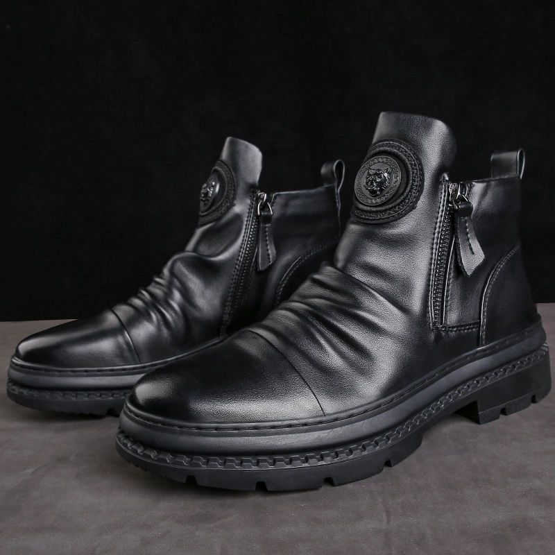 Men's versatile zipper shoes Korean version Martin boots men's casual shoes